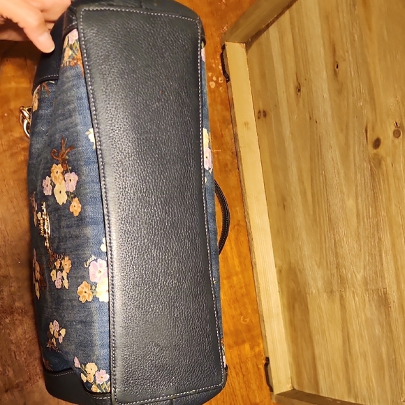 Coach Hallie Denim Shouldet Bag With Painted Floral - Picture 7 of 16